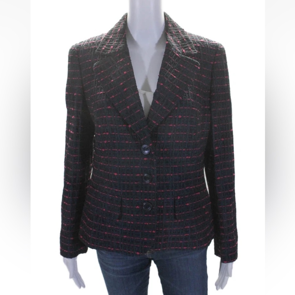 Escada Navy and Pink Blazer with Notched Lapel